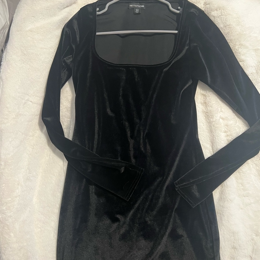 PLT Black velvet mini dress in US 6